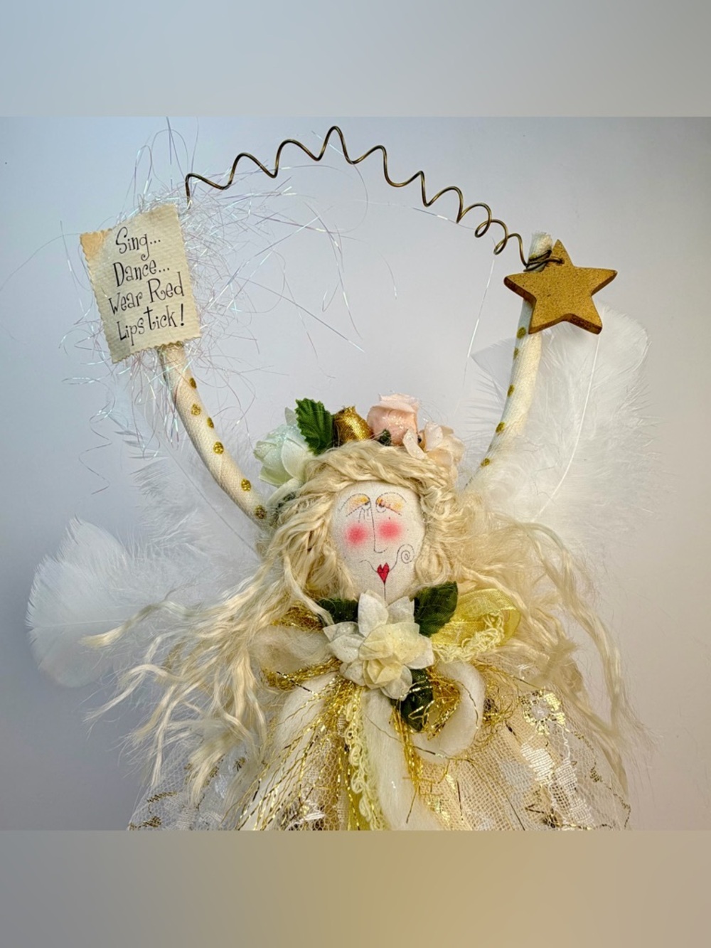 Hanging Angel Doll 15” Cloth Star Sign Cottage Farmhouse Decor - Picture 5 of 13